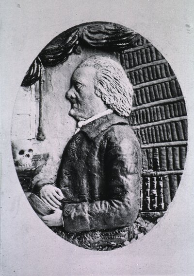 Scaffali della biblioteca e teschio da M.D. Van Eokhout